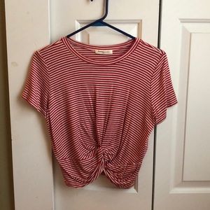 Red & white striped top